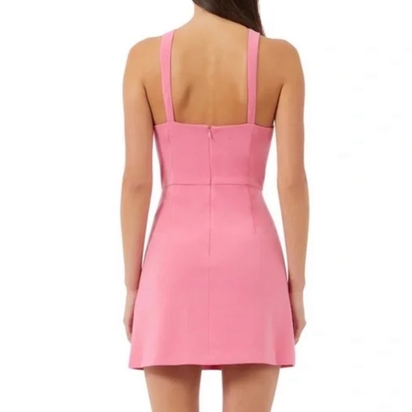 French Connection Whisper Crossover Halter Neck Dress in Bubblegum - Picture 4 of 7